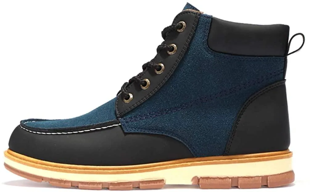 NXY Men's Fashion Chukka Boots Winter Warm Low Heel Ankle Boots Fur Lined Lace up Casual Shoes Martin Boots