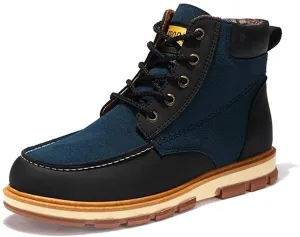 NXY Men's Fashion Chukka Boots Winter Warm Low Heel Ankle Boots Fur Lined Lace up Casual Shoes Martin Boots