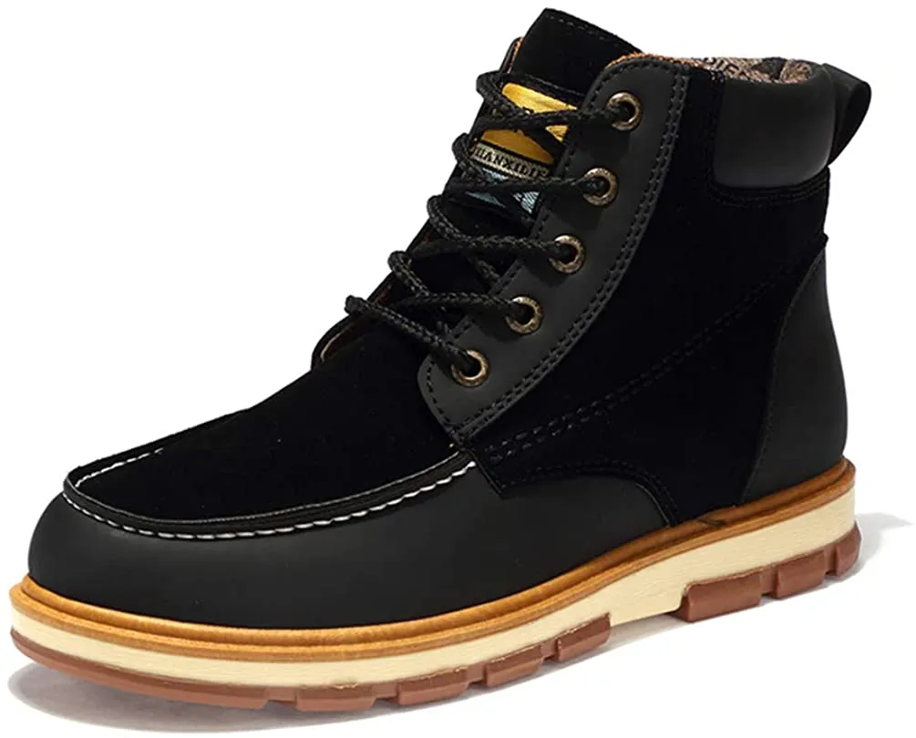 NXY Men's Fashion Chukka Boots Winter Warm Low Heel Ankle Boots Fur Lined Lace up Casual Shoes Martin Boots