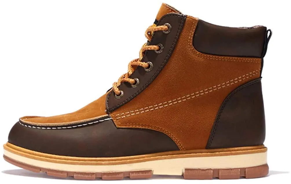 NXY Men's Fashion Chukka Boots Winter Warm Low Heel Ankle Boots Fur Lined Lace up Casual Shoes Martin Boots