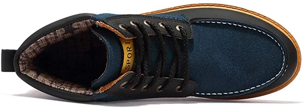 NXY Men's Fashion Chukka Boots Winter Warm Low Heel Ankle Boots Fur Lined Lace up Casual Shoes Martin Boots