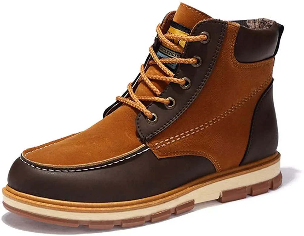 NXY Men's Fashion Chukka Boots Winter Warm Low Heel Ankle Boots Fur Lined Lace up Casual Shoes Martin Boots