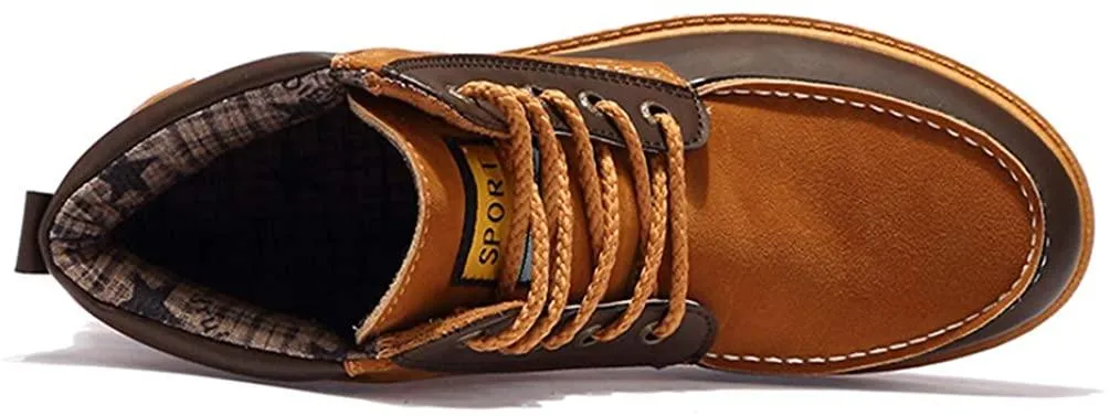 NXY Men's Fashion Chukka Boots Winter Warm Low Heel Ankle Boots Fur Lined Lace up Casual Shoes Martin Boots