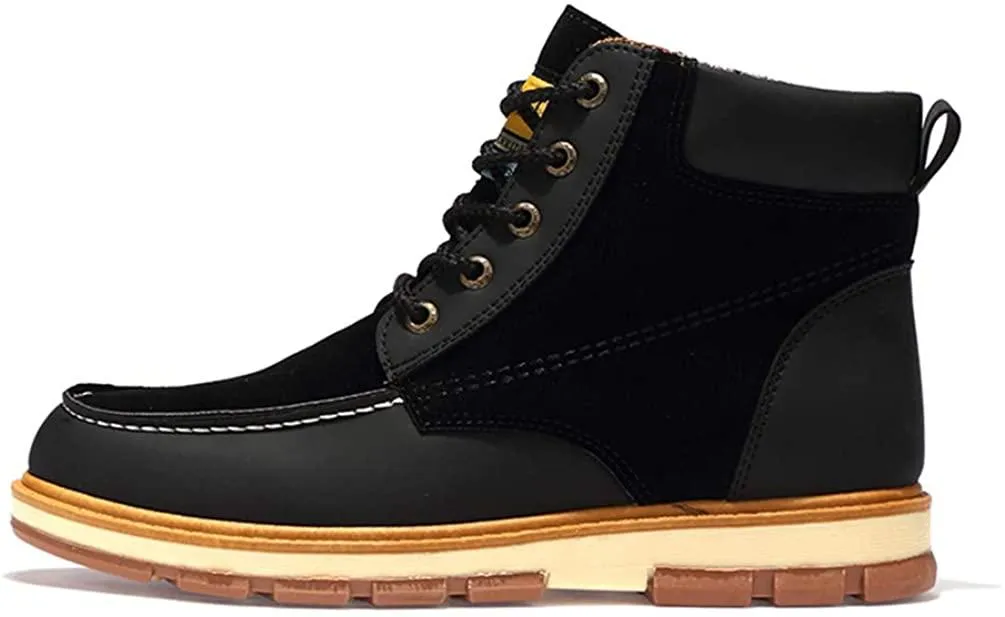 NXY Men's Fashion Chukka Boots Winter Warm Low Heel Ankle Boots Fur Lined Lace up Casual Shoes Martin Boots