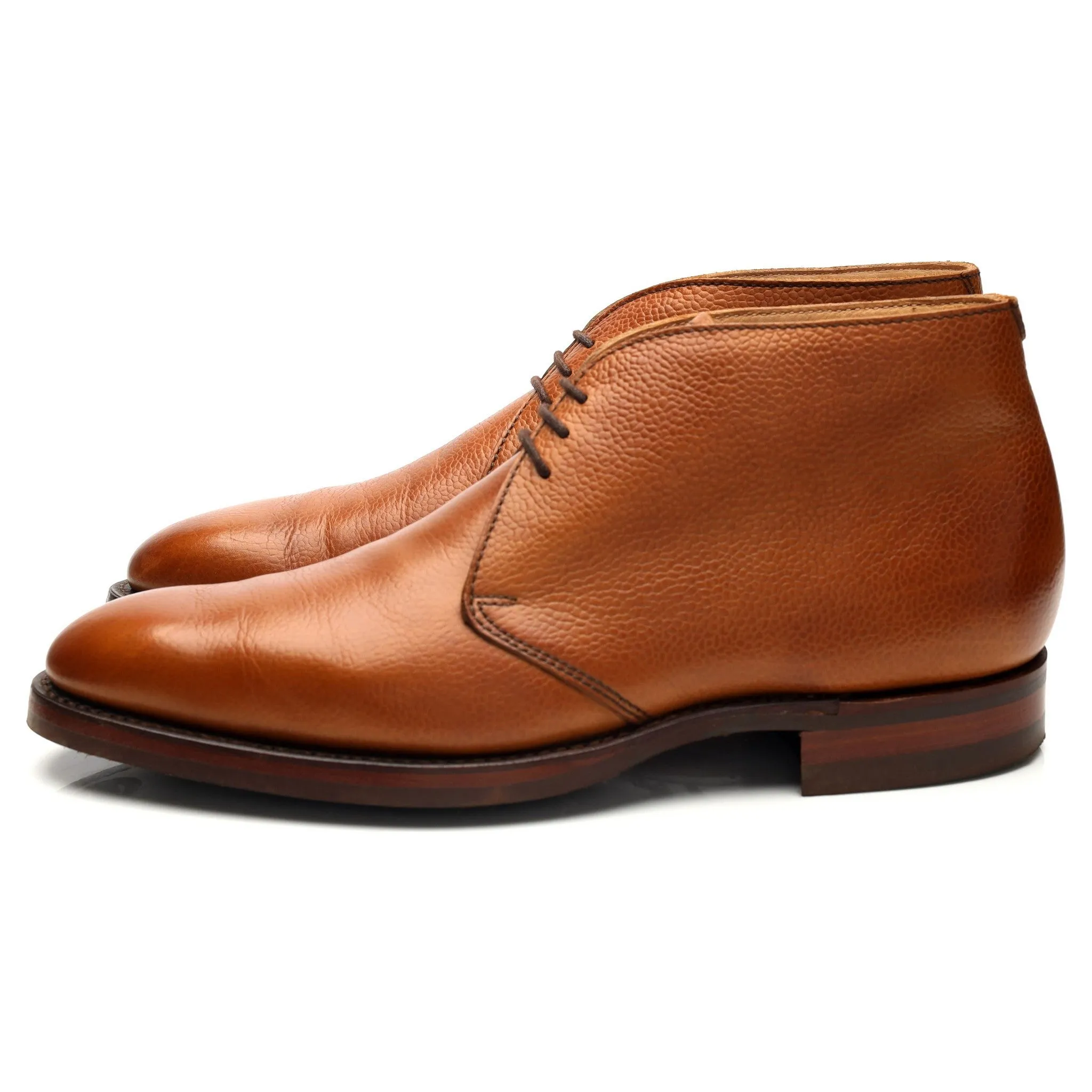 'Orkney' Tan Brown Grain Leather Chukka Boots UK 7.5 F