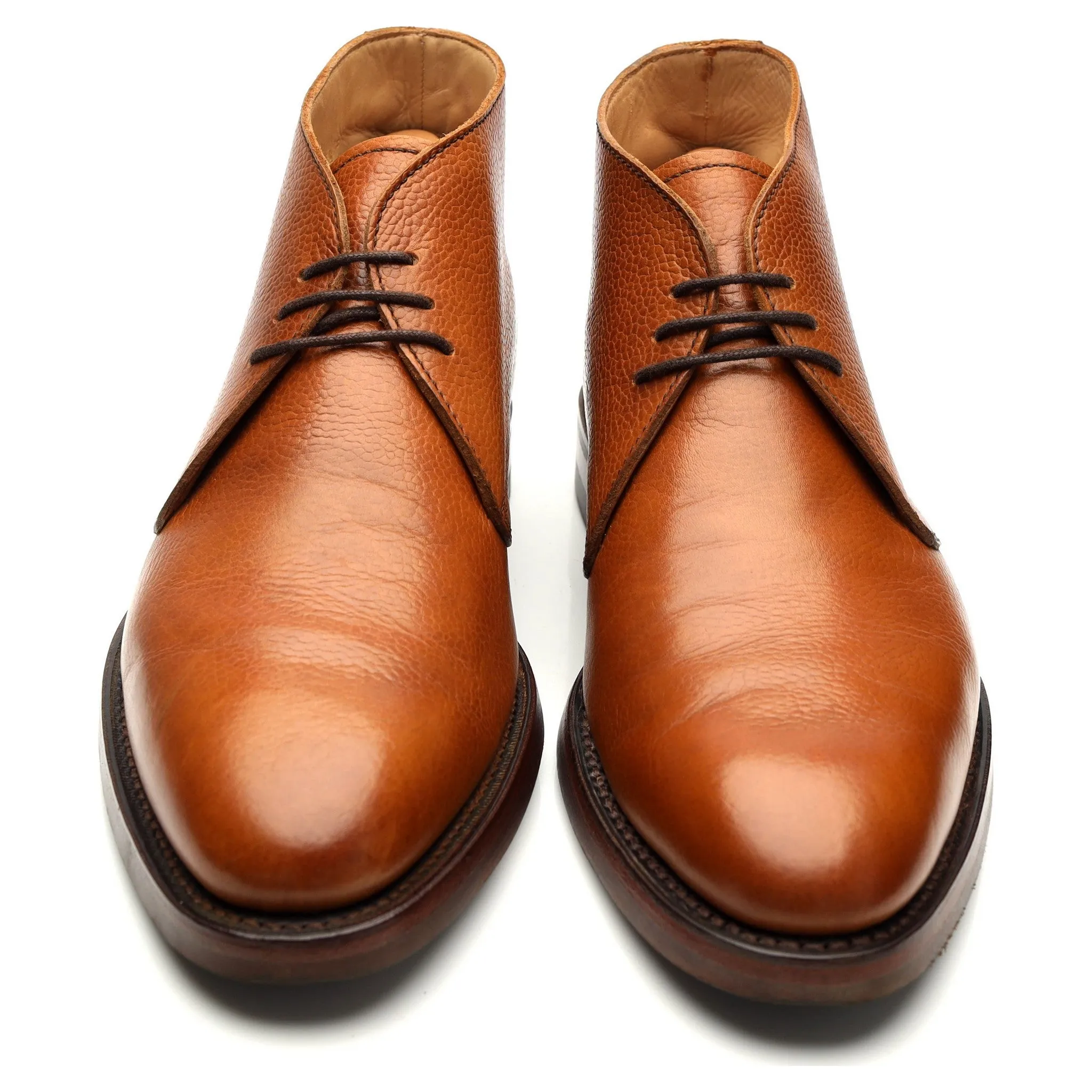 'Orkney' Tan Brown Grain Leather Chukka Boots UK 7.5 F