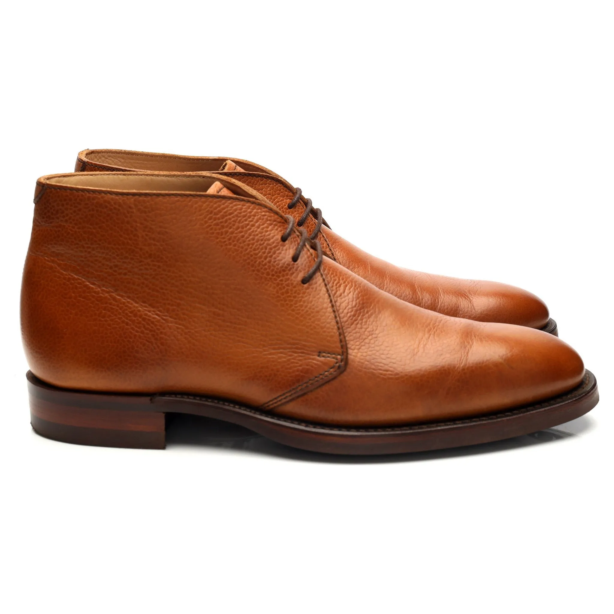 'Orkney' Tan Brown Grain Leather Chukka Boots UK 7.5 F