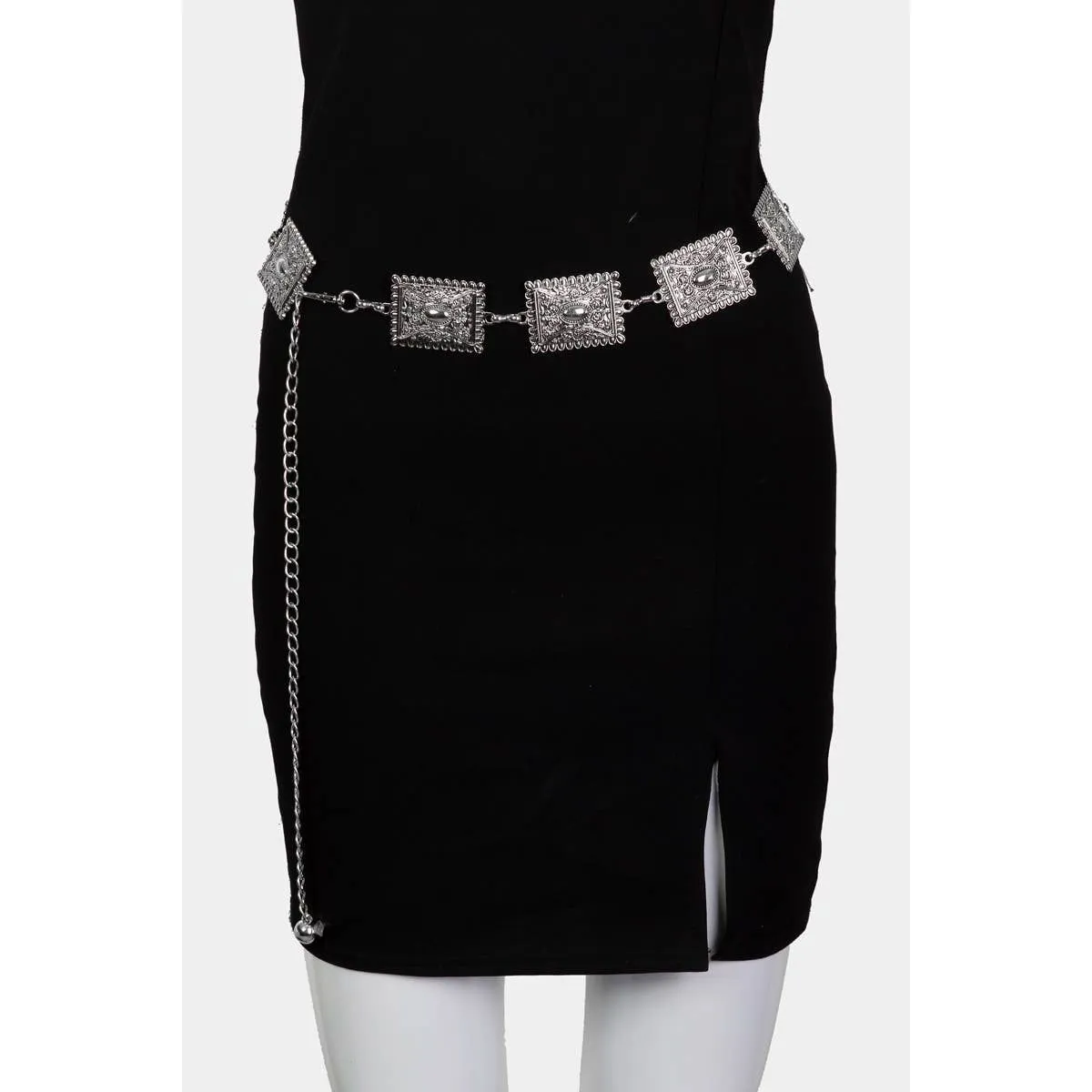 Ornate Rectangle Disc Chain Belt