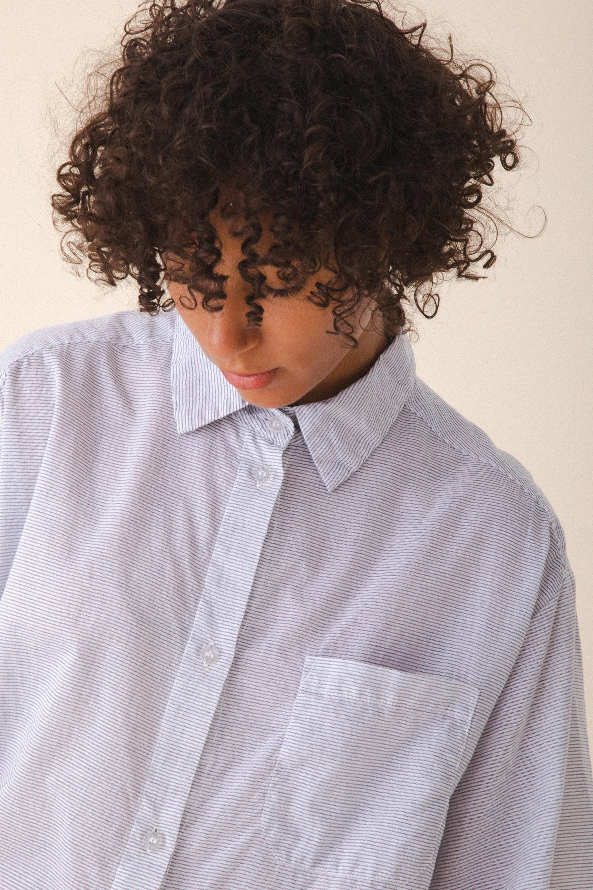 Oversized Work Shirt in Voile Stripe