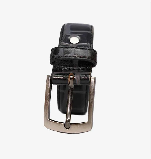 Peil Cuero Men's Burgundy CrocPattren Embossed Genuine Leather Belt