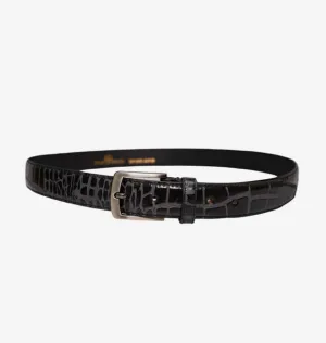 Peil Cuero Men's Burgundy CrocPattren Embossed Genuine Leather Belt