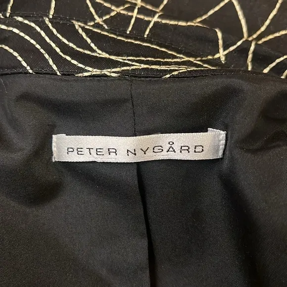 Peter Nygard Embroidered Full Zip Jacket Black Gold Accents, Sz. M/L.