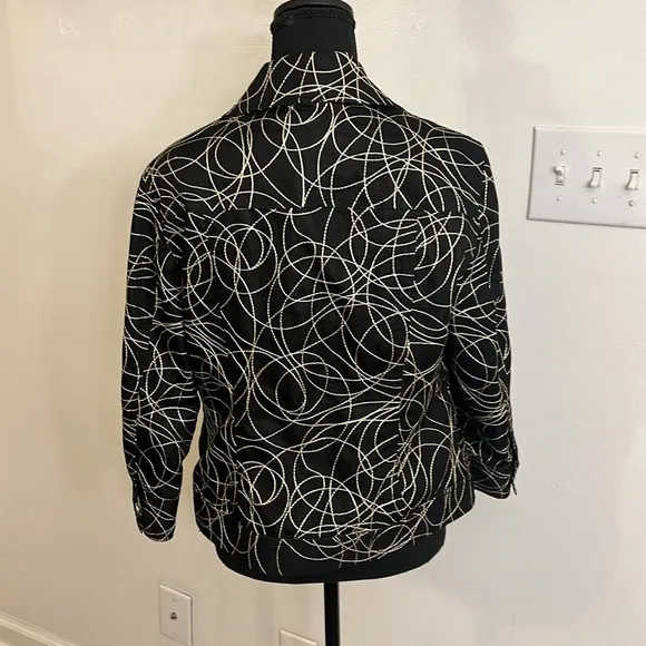 Peter Nygard Embroidered Full Zip Jacket Black Gold Accents, Sz. M/L.