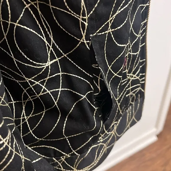 Peter Nygard Embroidered Full Zip Jacket Black Gold Accents, Sz. M/L.