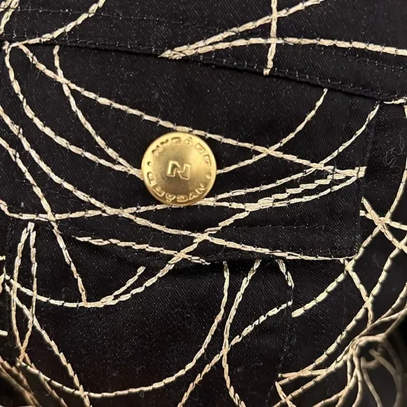 Peter Nygard Embroidered Full Zip Jacket Black Gold Accents, Sz. M/L.