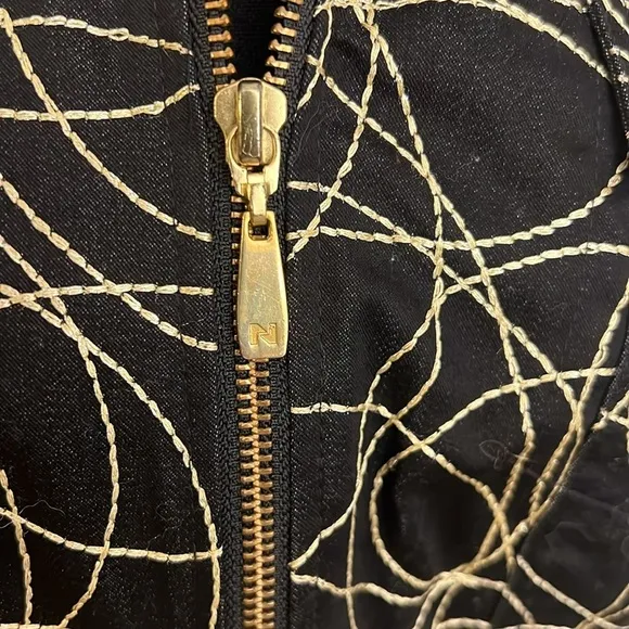 Peter Nygard Embroidered Full Zip Jacket Black Gold Accents, Sz. M/L.