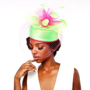 Pink and Green Bridcage Pill Hat