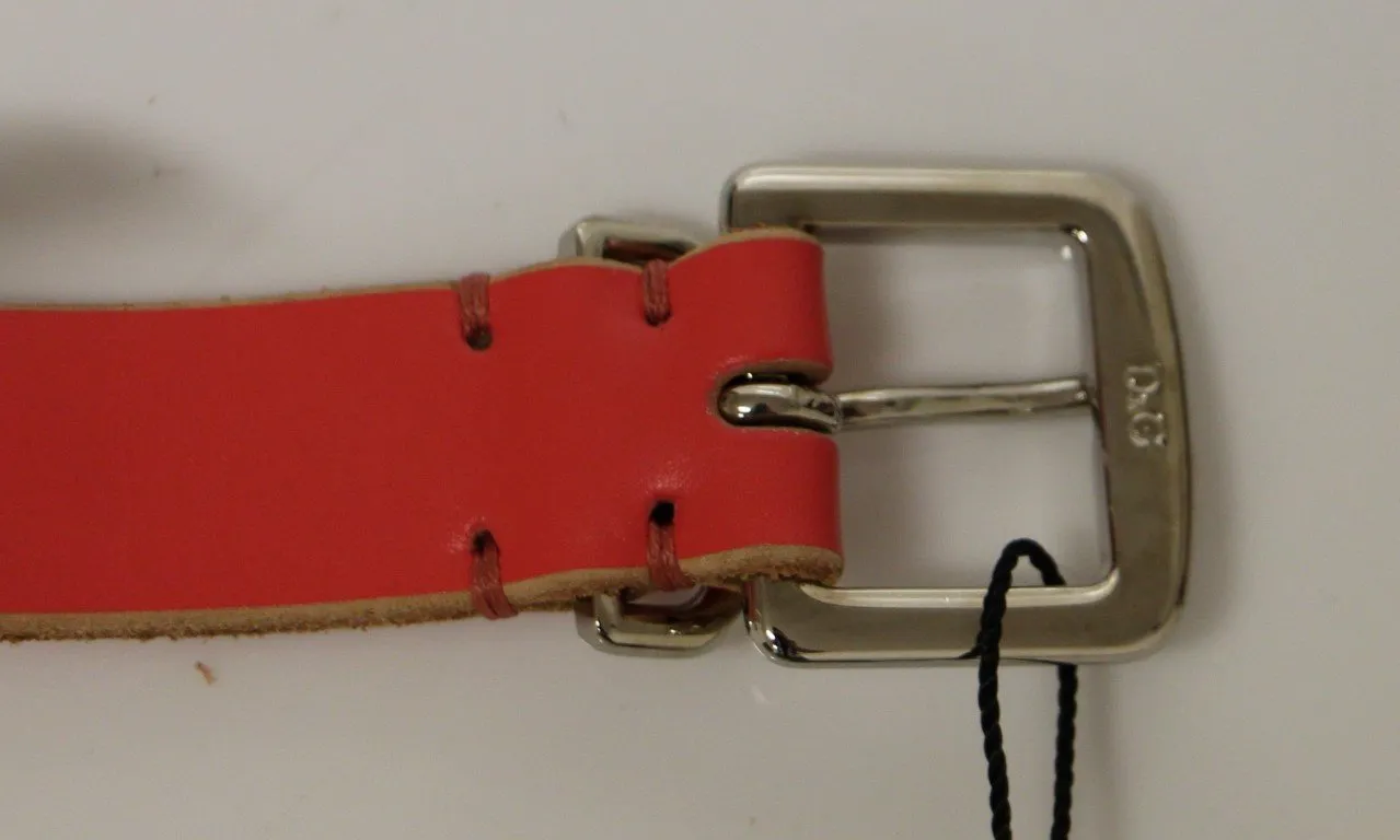 Pink Leather Logo Belt