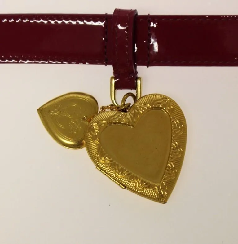 Pink Leather Logo Charm Belt
