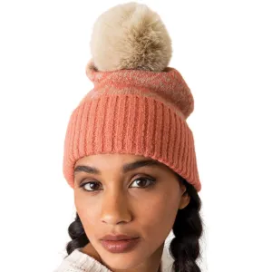 Powder Thora Bobble Hat - Coral/Taupe