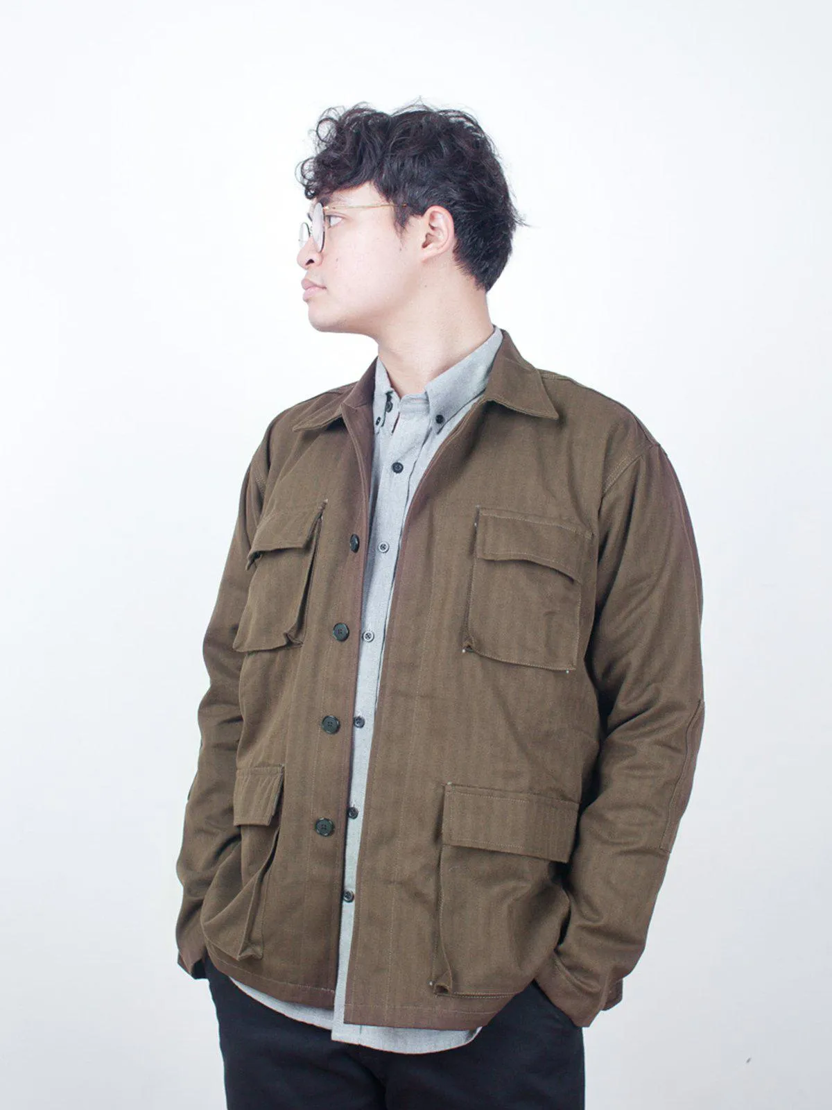 Qutn Field Jacket II Umber Herringbone