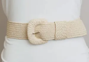 Raffia Stretch Belt in Natural