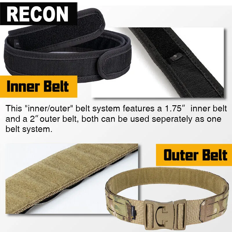 RECON GS2 50 mm  Laser Cut Tactical Battle  Belt complete with inner belt