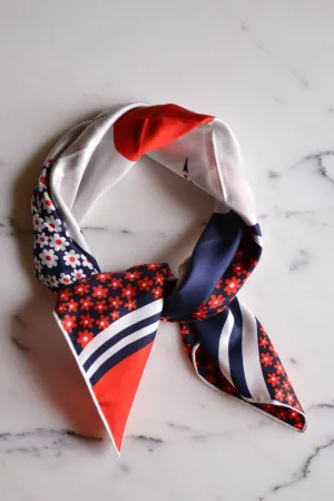 Red, White and Blue Daisy Silk Scarf by Kreier