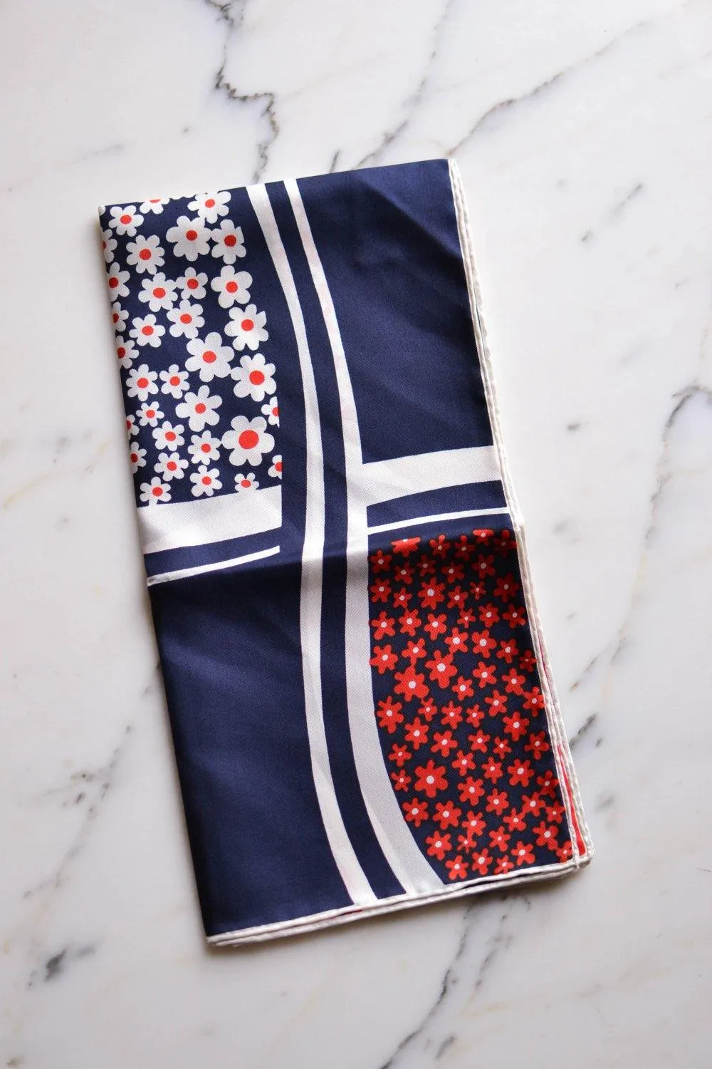 Red, White and Blue Daisy Silk Scarf by Kreier