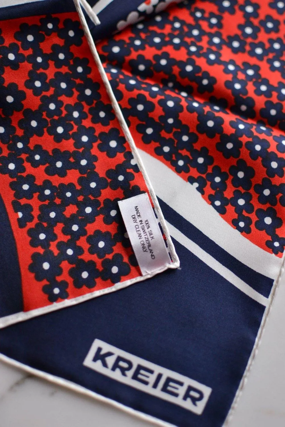 Red, White and Blue Daisy Silk Scarf by Kreier