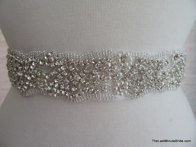 Rhinestone & Pearl Beaded Belt Style: Melbourne