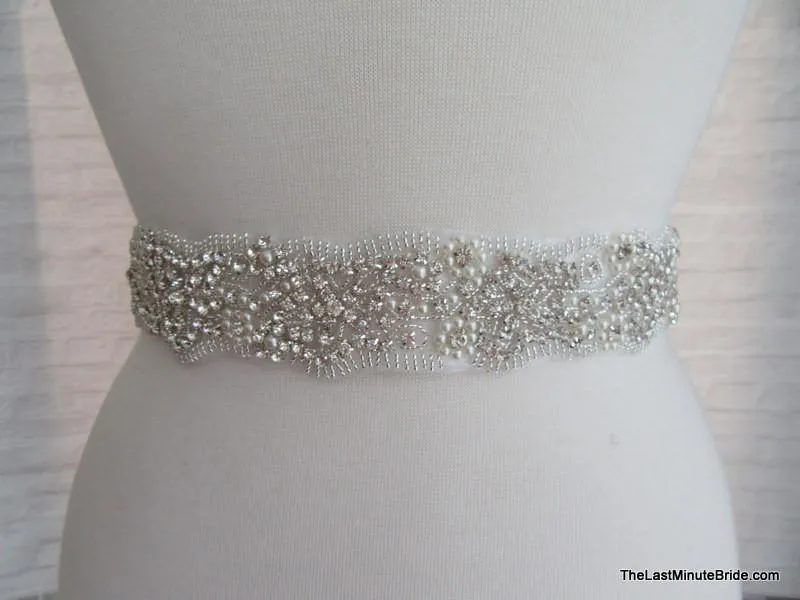 Rhinestone & Pearl Beaded Belt Style: Melbourne
