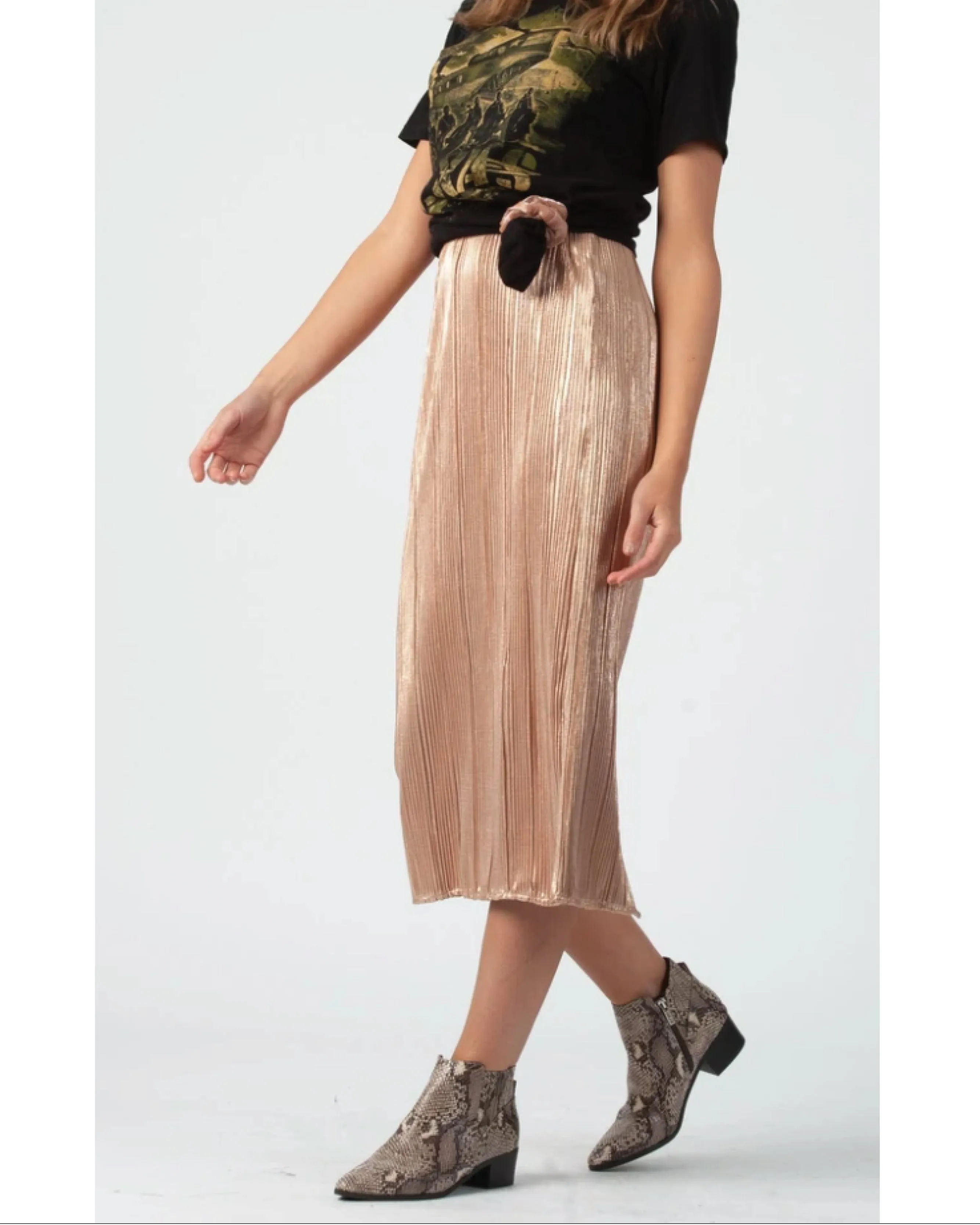Rose Gold Side Slit Midi