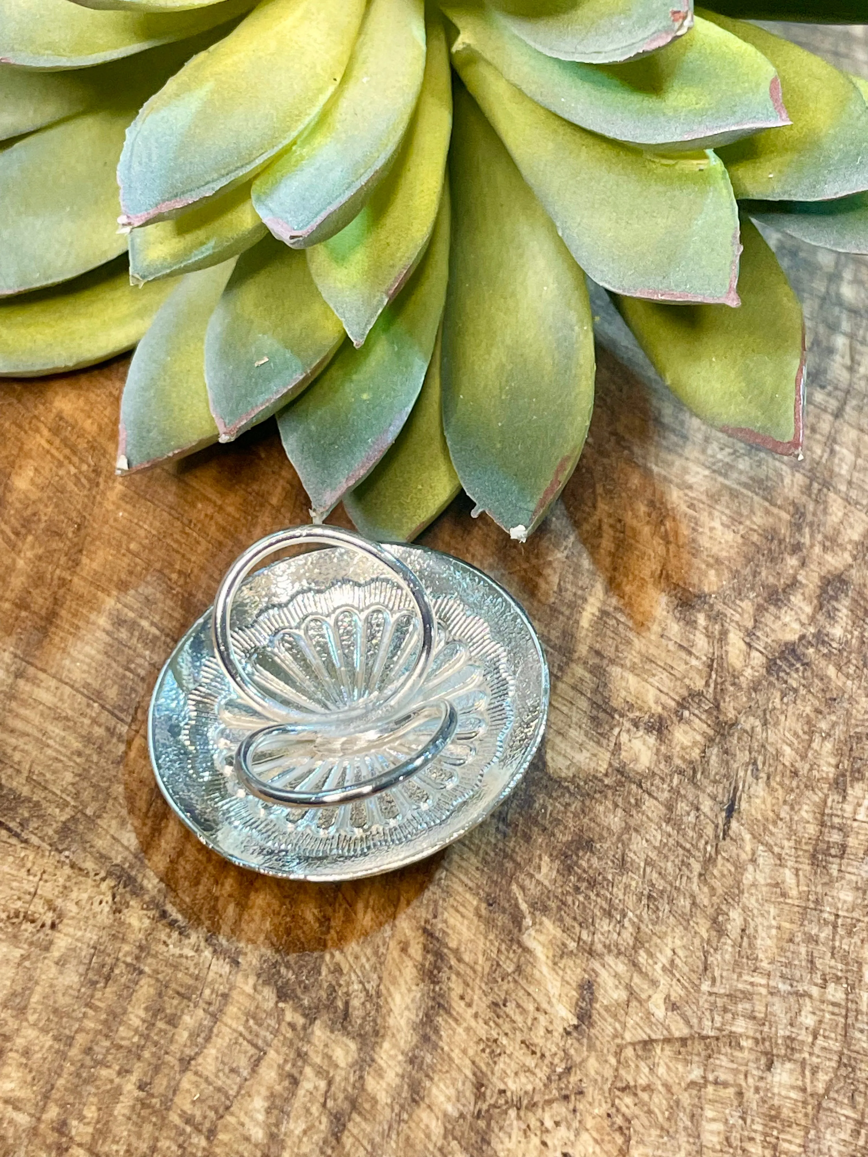 Round Starburst Stamped Concho Scarf Slide - 1.5"