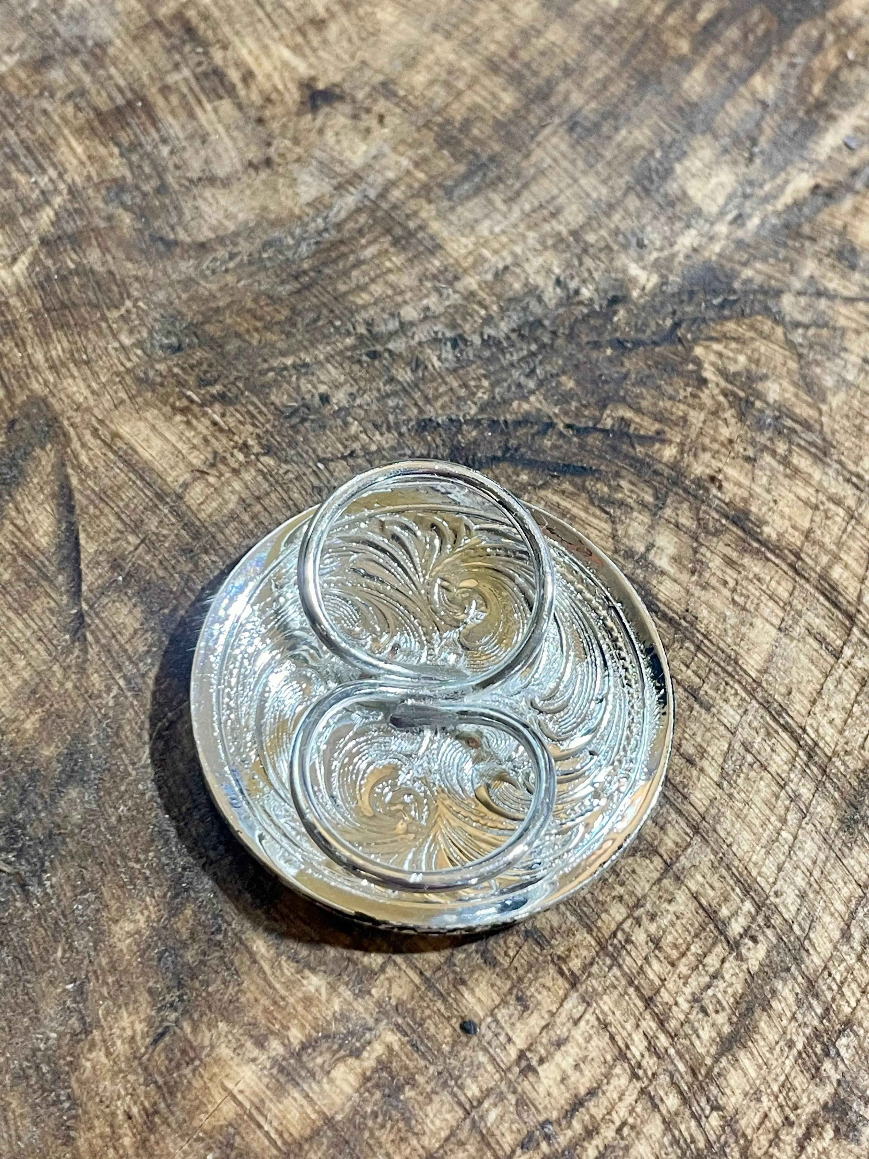 Round Swirl Stamped Concho Scarf Slide - 1.5"