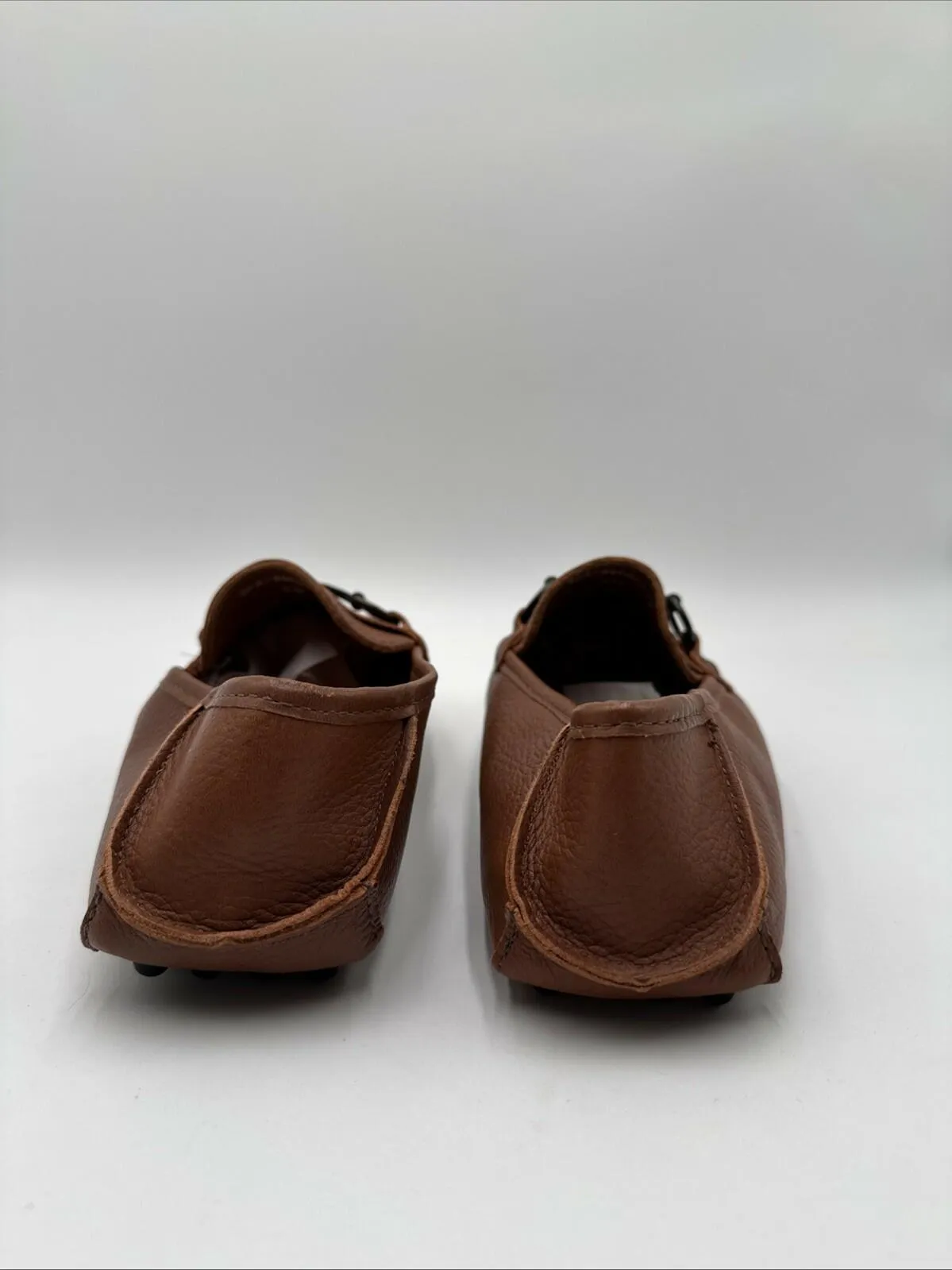 SAKS FIFTH AVENUE Fold Leather Bit Loafers Brown Size 9 - Very Good