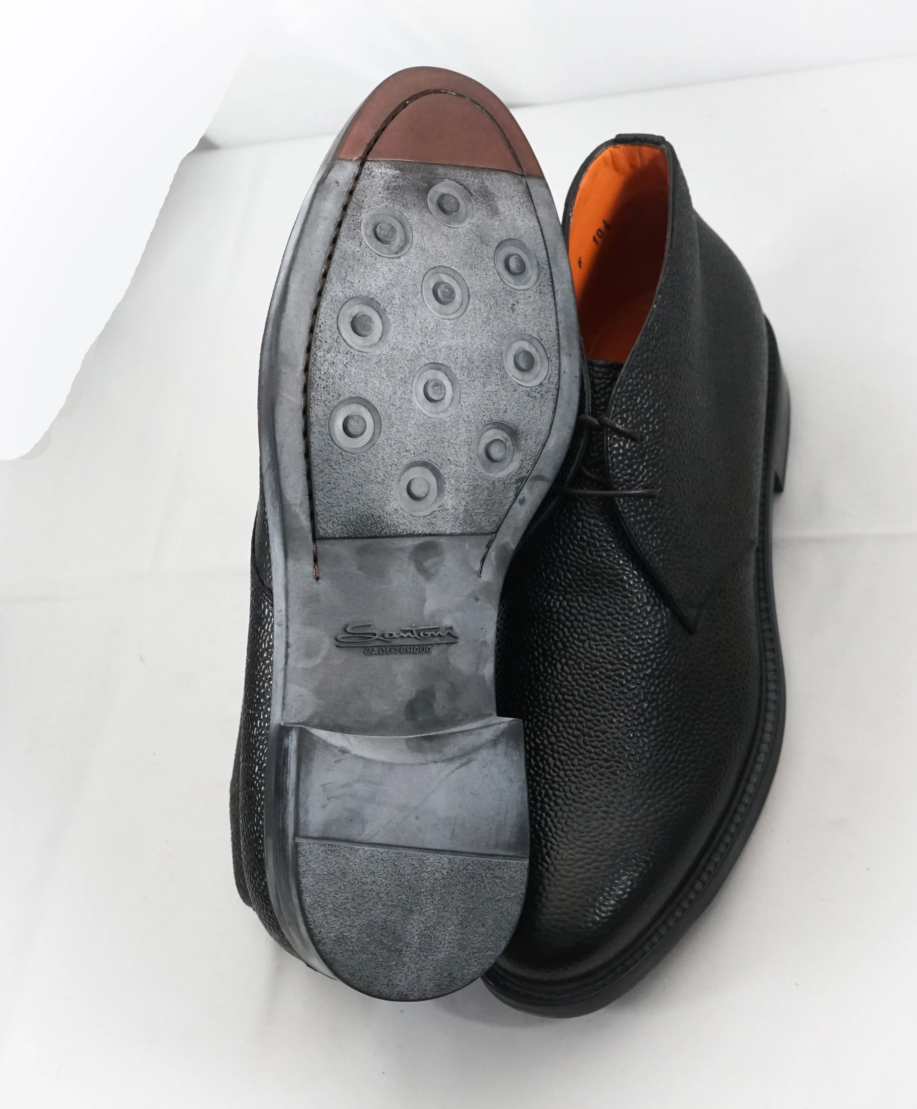 SANTONI - Pebbled Leather Ankle Chukka Boots - 11.5