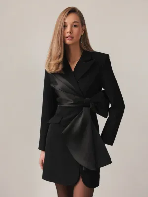 Satin Accent Blazer Dress