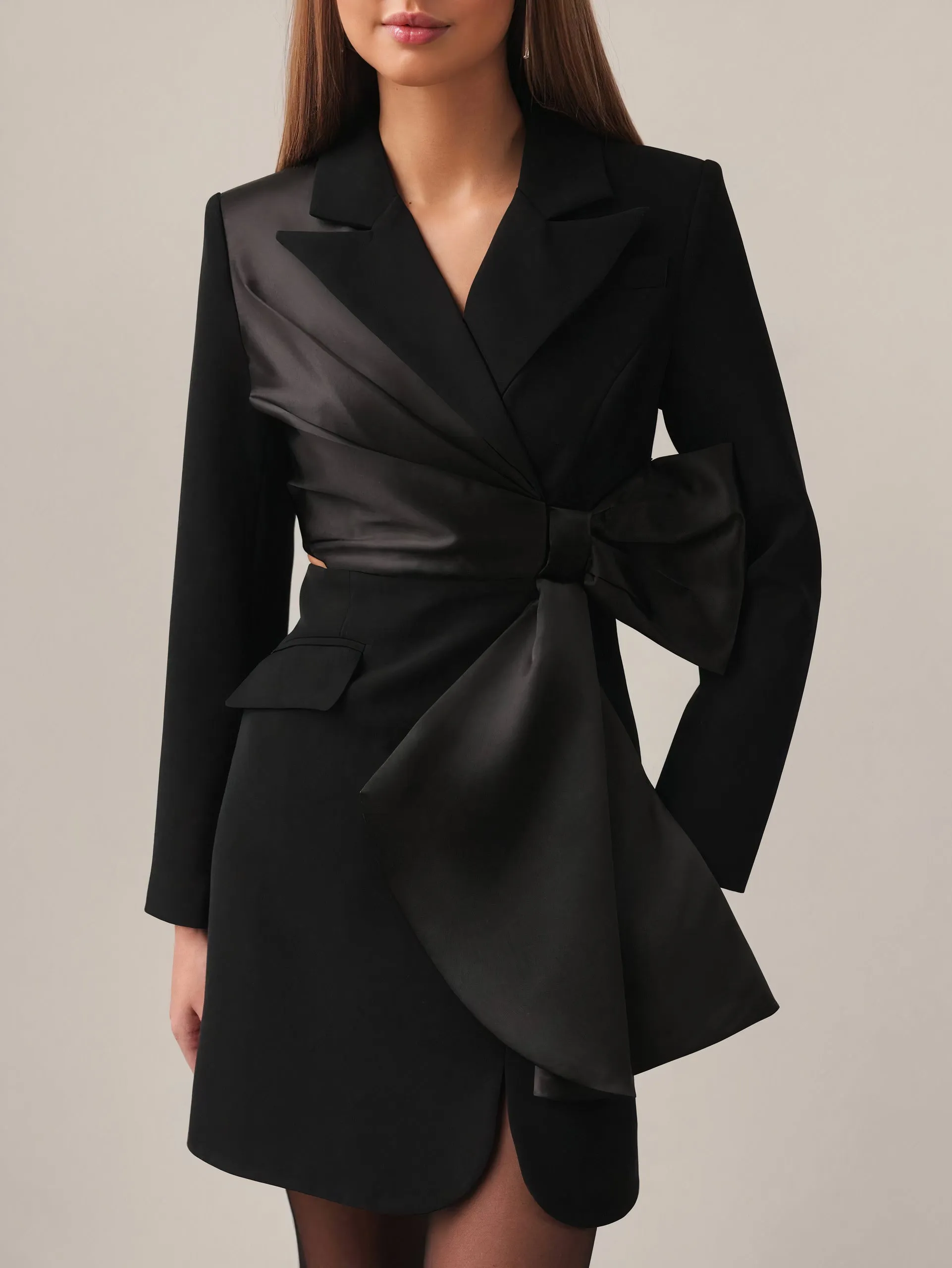 Satin Accent Blazer Dress