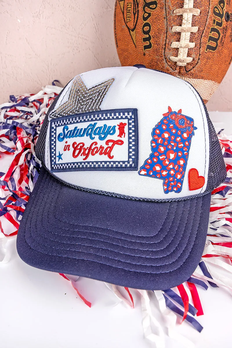 Saturdays In Oxford Navy and White Mid Profile Trucker Hat