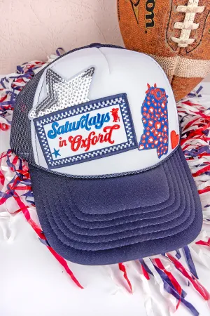 Saturdays In Oxford Navy and White Mid Profile Trucker Hat