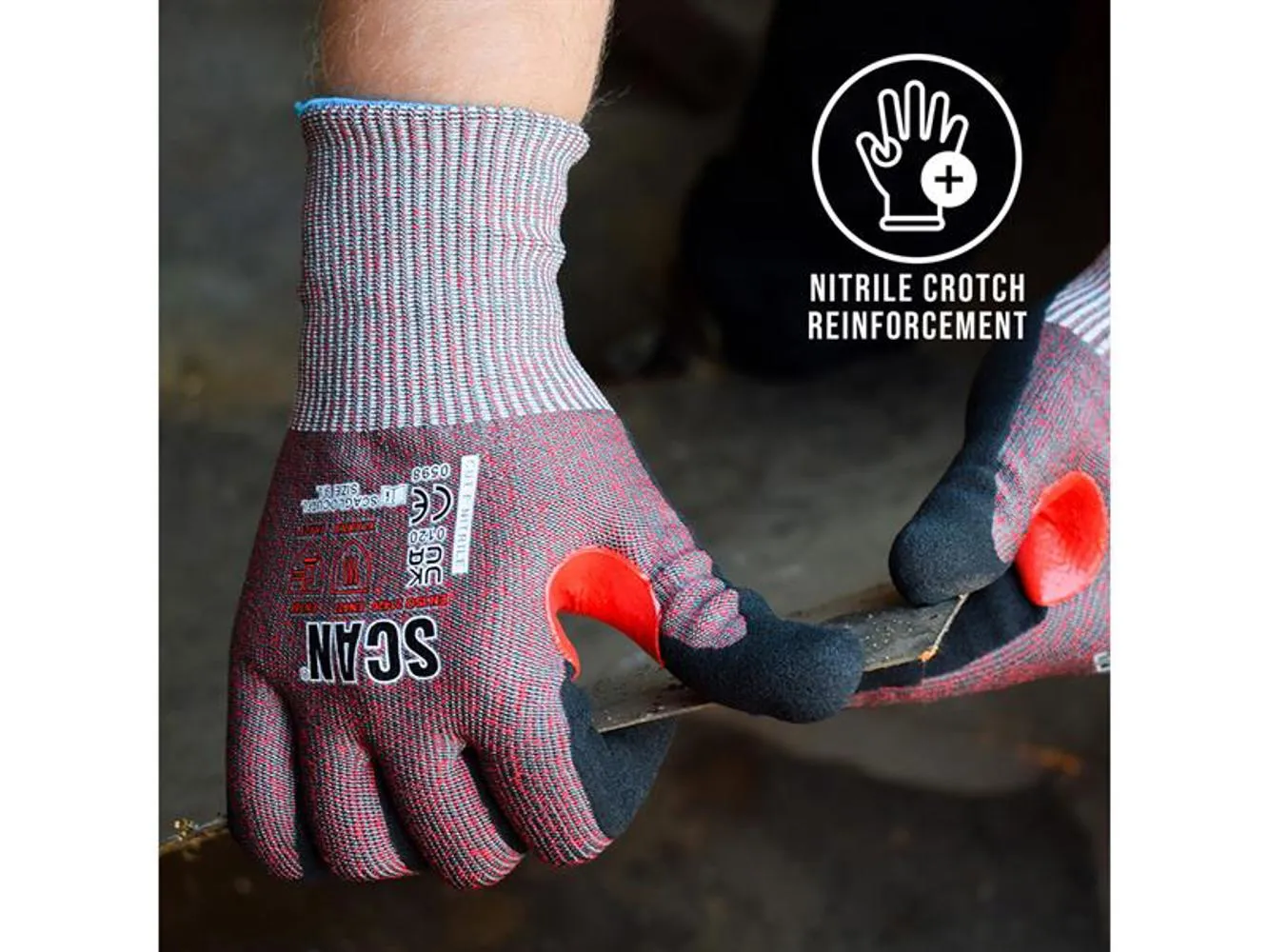 Scan Nitrile Palm Cut F Gloves - L (Size 9)