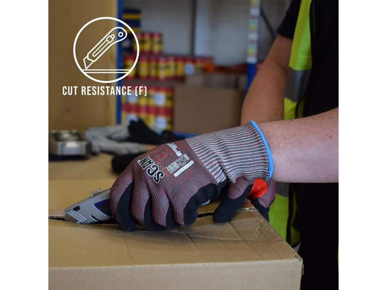 Scan Nitrile Palm Cut F Gloves - L (Size 9)