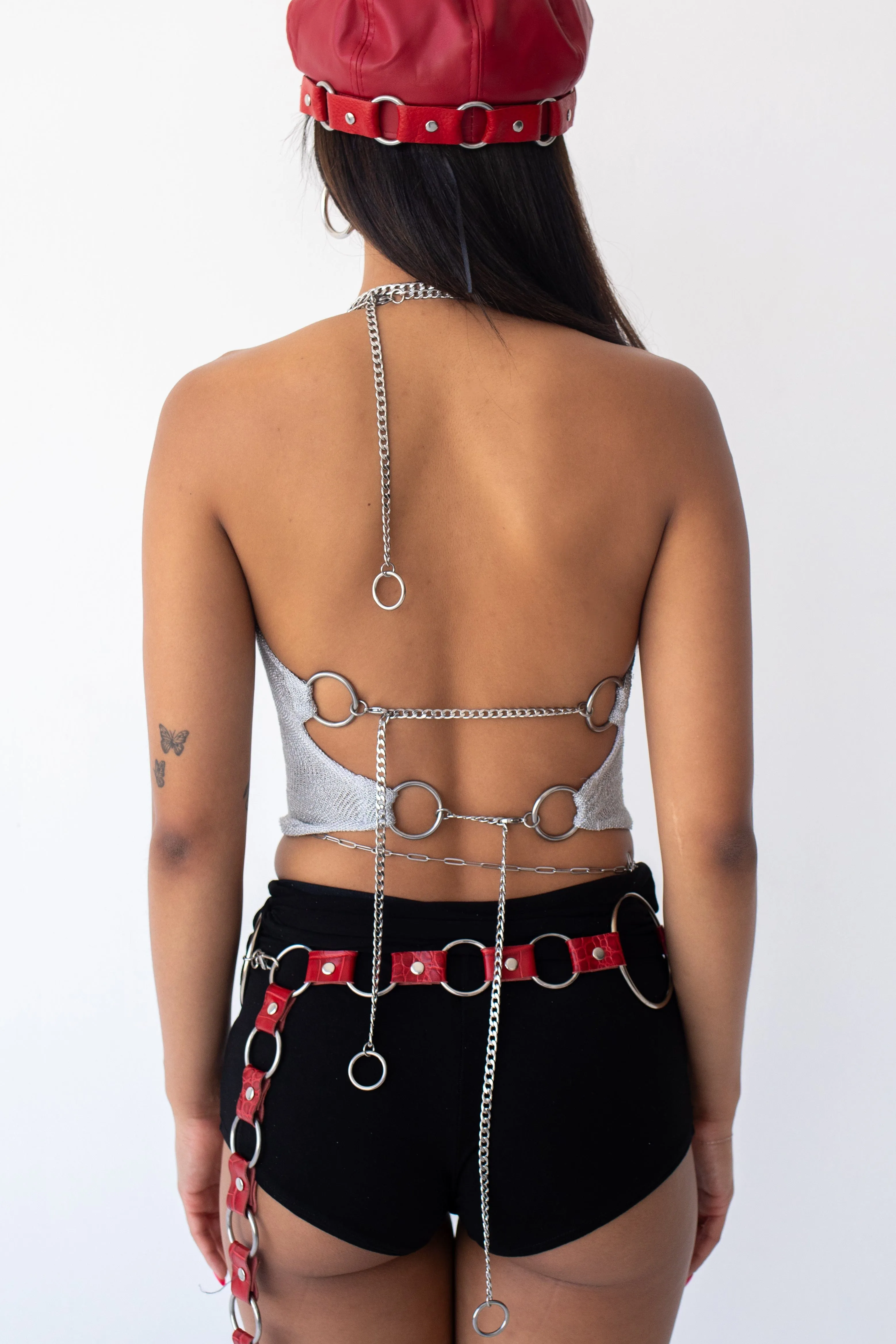 Scarlett croc leather o ring belt