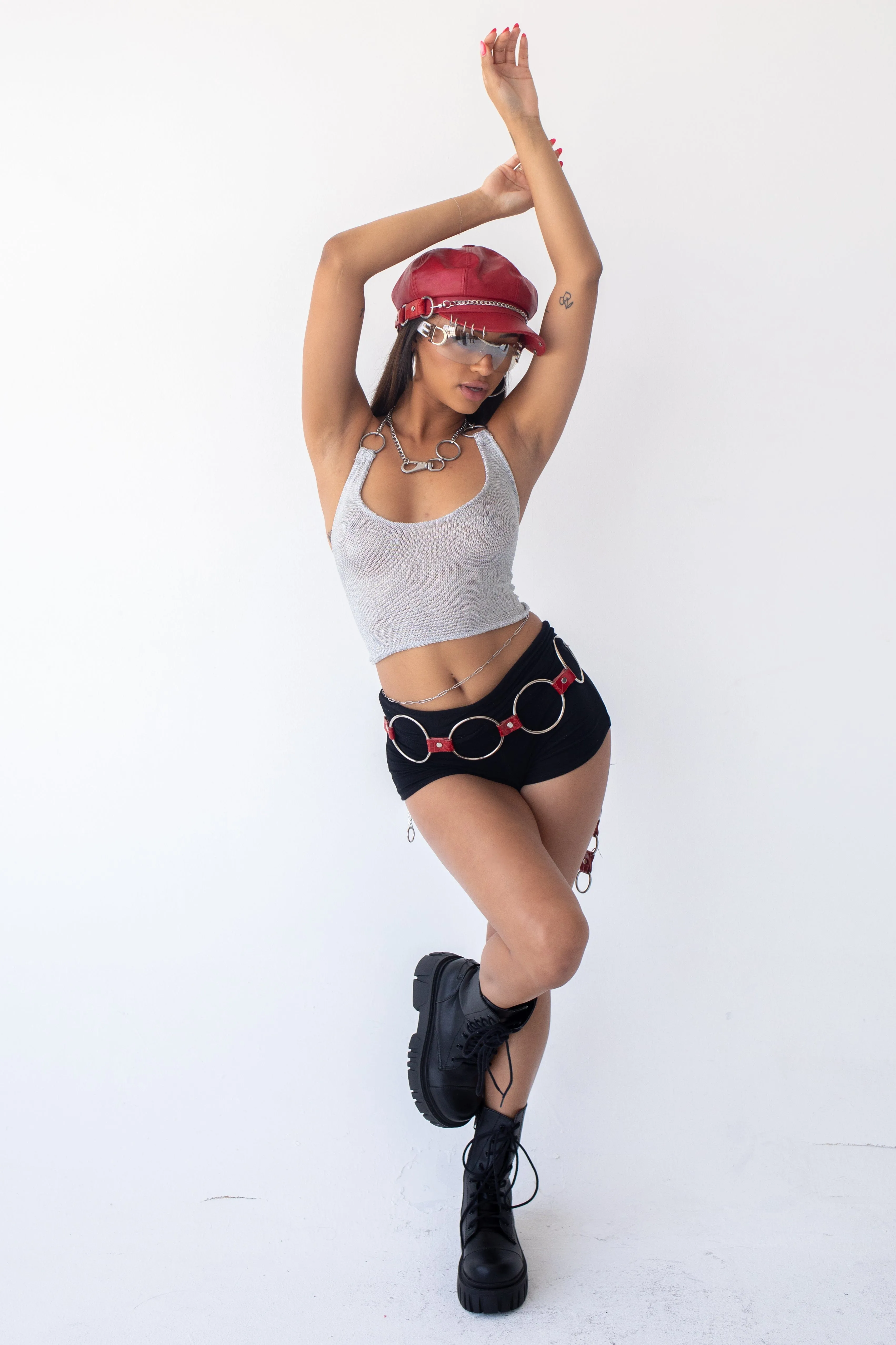 Scarlett croc leather o ring belt