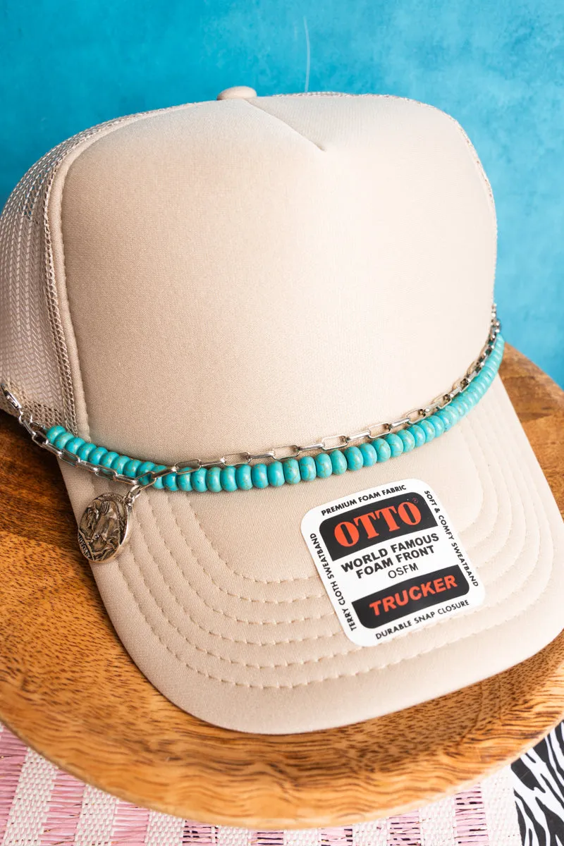 Shallow Peaks Turquoise Bead Charm Hat Chain