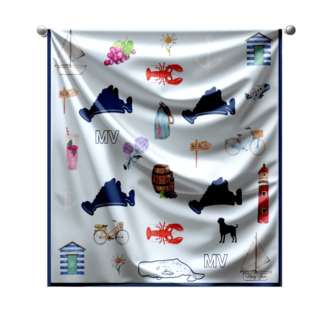 Silk Scarf Inspired by Martha's Vineyard – Elegant Coastal Style