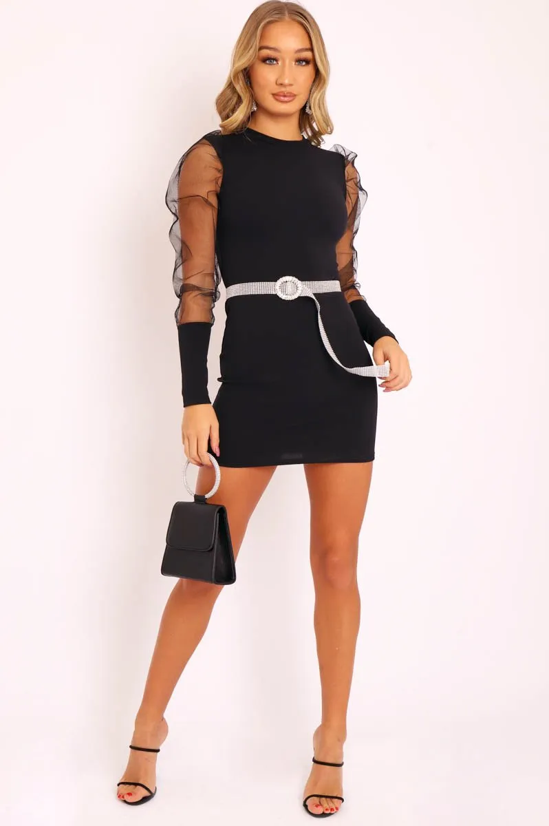 Silver Diamante Oval Buckle Belt - Glenda