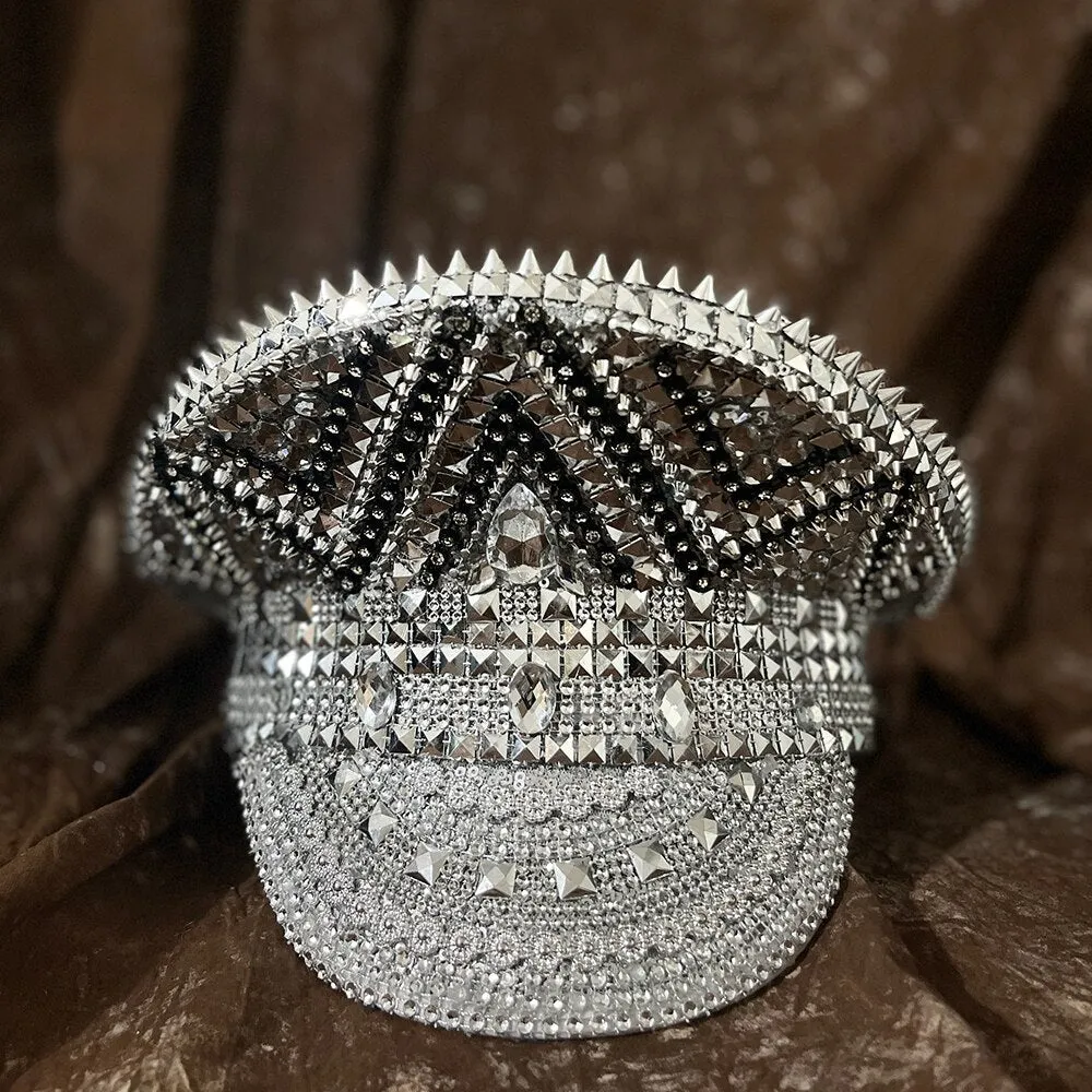 Silver Rhinestone Burning Man Hat