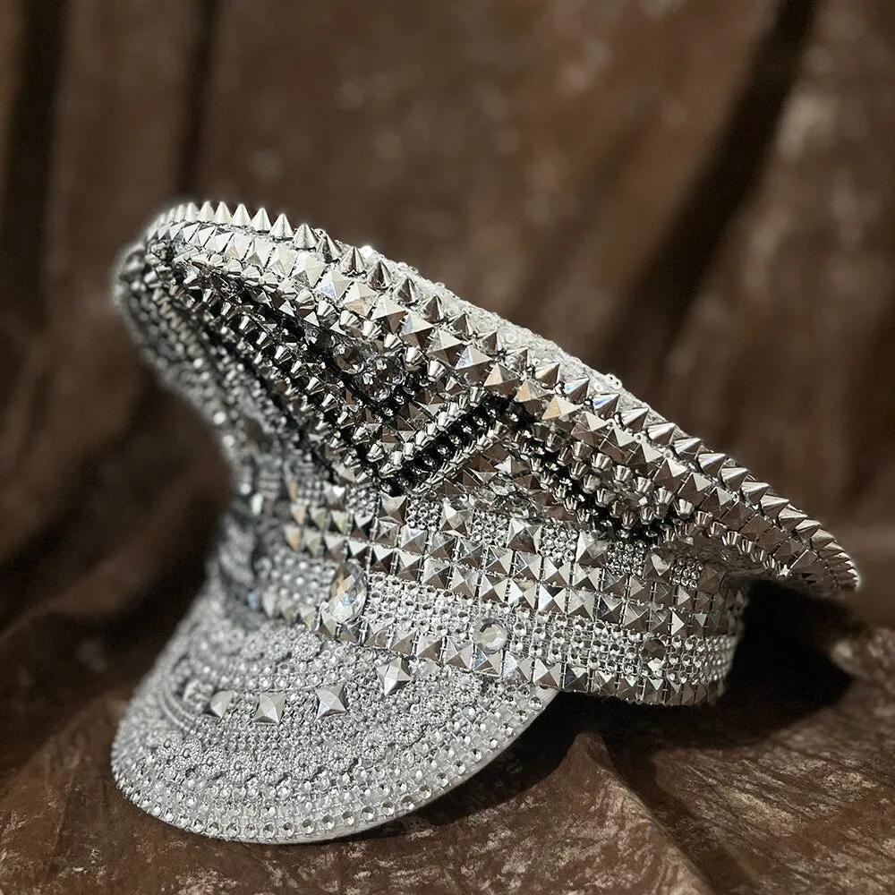Silver Rhinestone Burning Man Hat